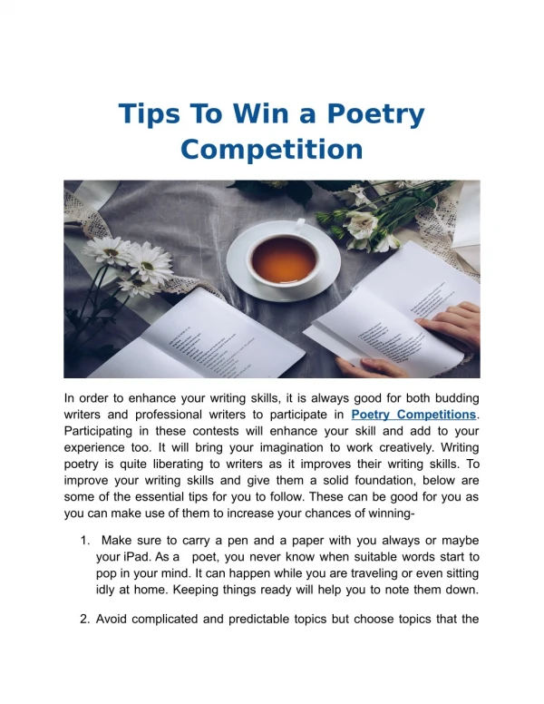 Tips To Win a Poetry Competition
