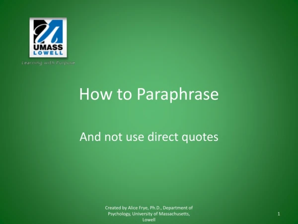 How to Paraphrase