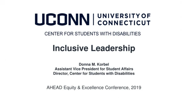 Inclusive Leadership Donna M. Korbel Assistant Vice President for Student Affairs