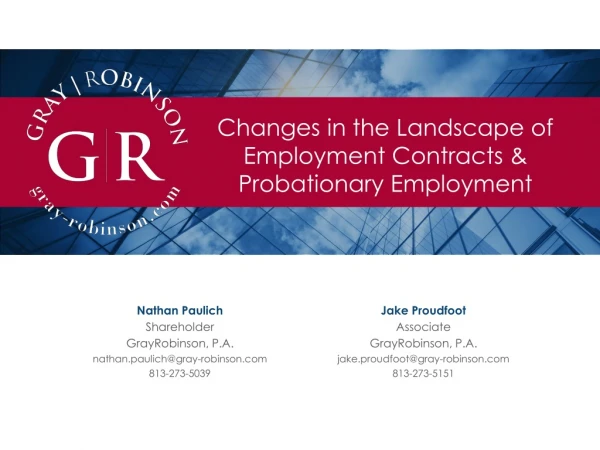 Changes in the Landscape of Employment C ontracts &amp; Probationary E mployment