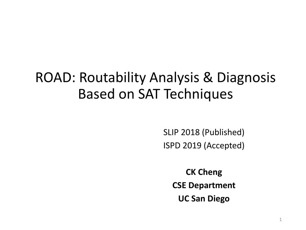 road routability analysis diagnosis based on sat techniques