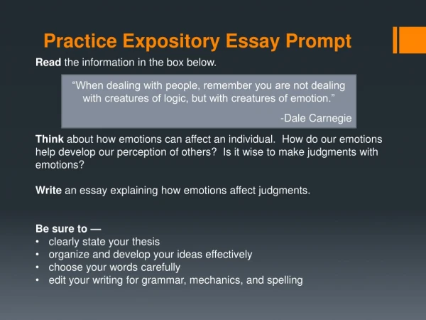 Practice Expository Essay Prompt