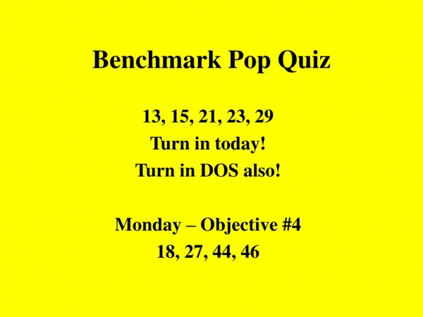 Benchmark Pop Quiz