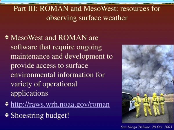 Part III: ROMAN and MesoWest: resources for observing surface weather