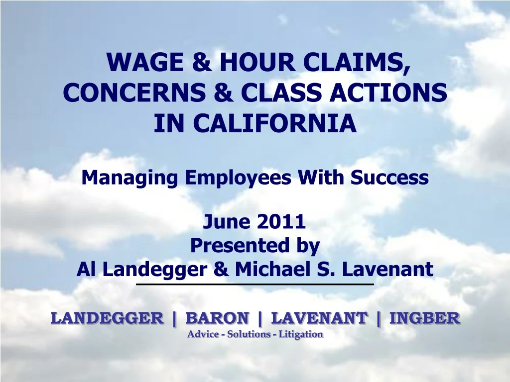 wage hour claims concerns class actions