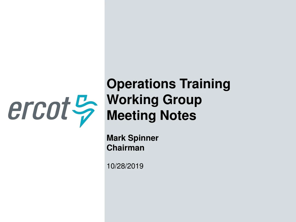 operations training working group meeting notes