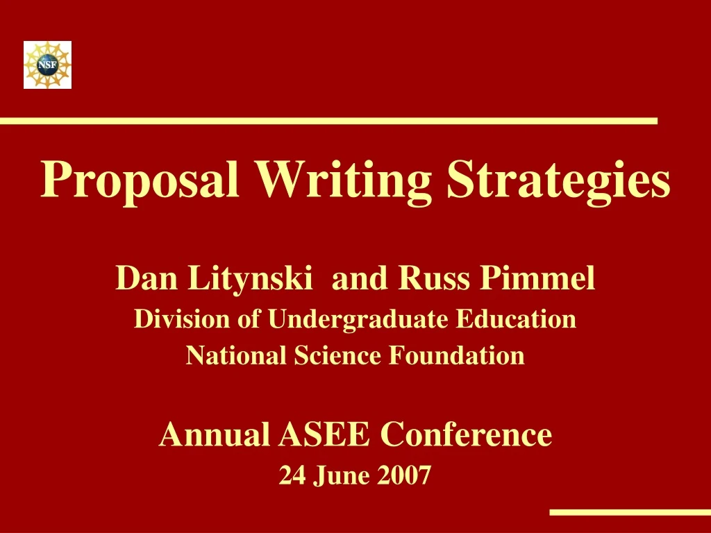 proposal writing strategies dan litynski and russ