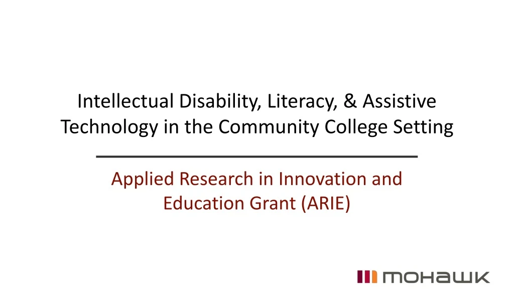 intellectual disability literacy assistive technology in the community college setting