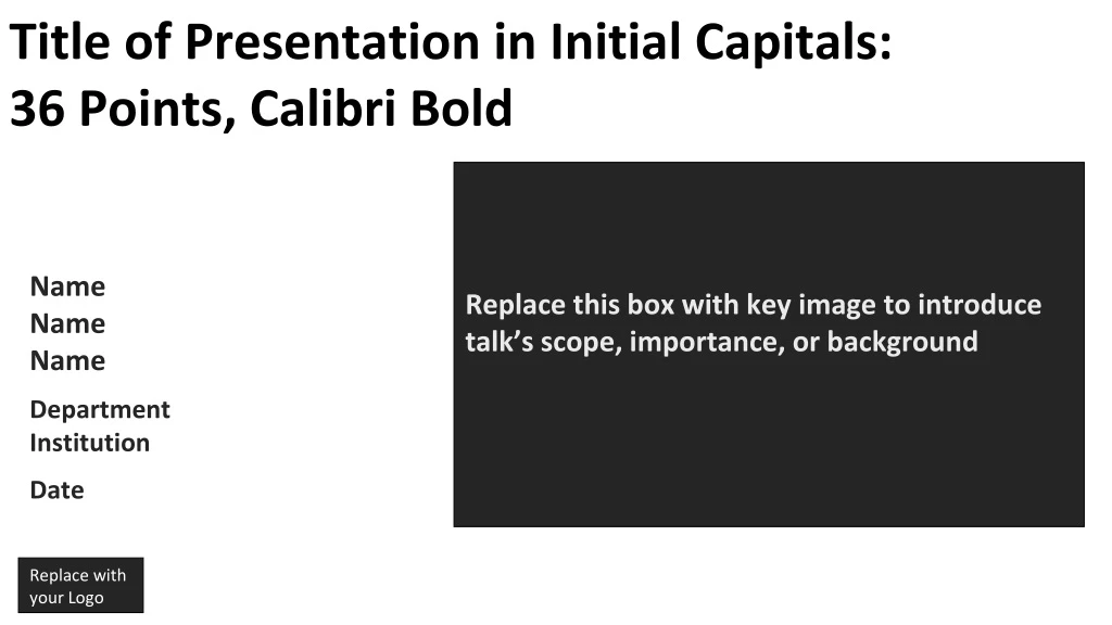 title of presentation in initial capitals