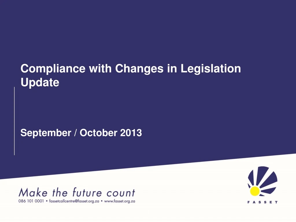 compliance with changes in legislation update