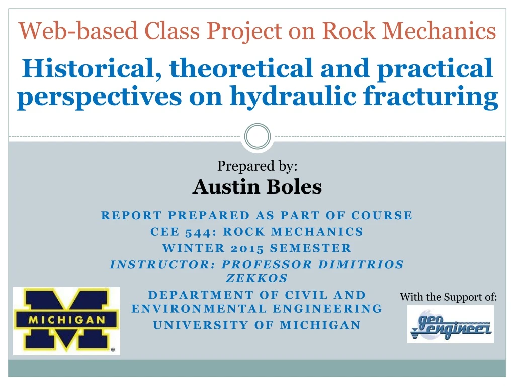 web based class project on rock mechanics