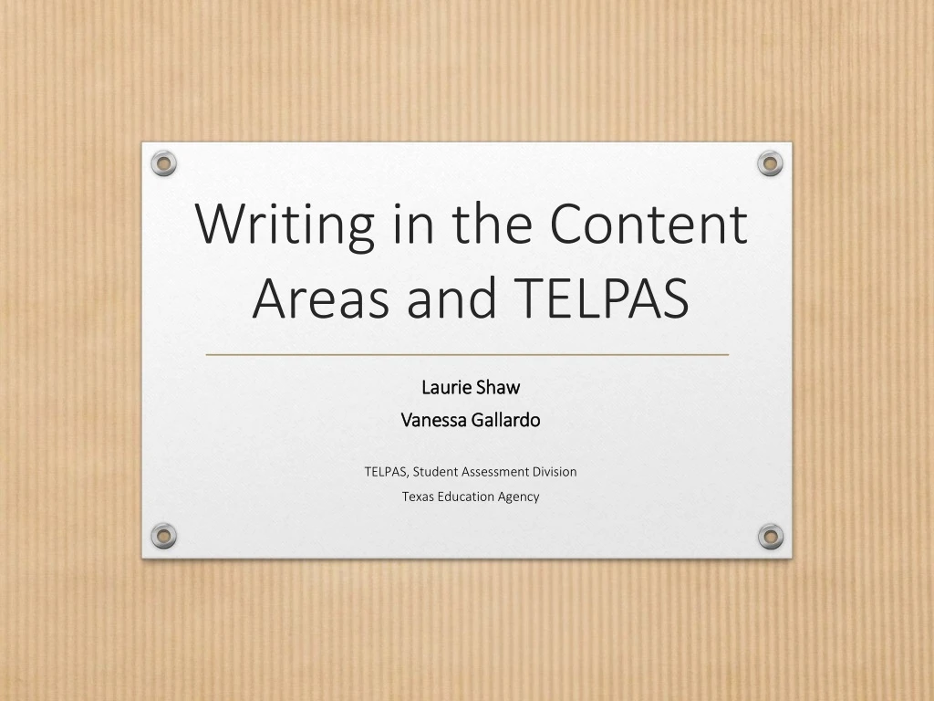 writing in the content areas and telpas