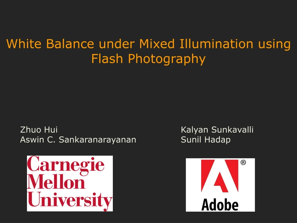 white balance under mixed illumination using