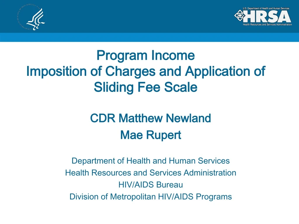 program income imposition of charges and application of sliding fee scale