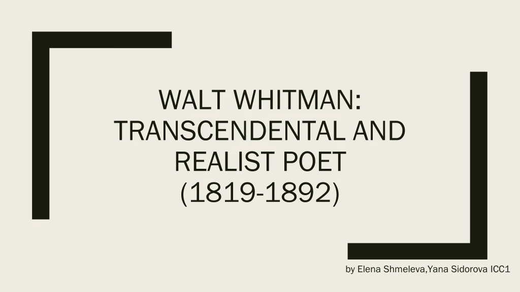 walt whitman transcendental and realist poet 1819 1892