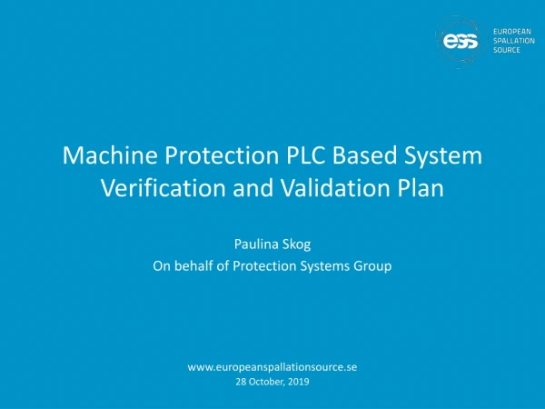 Machine Protection PLC Based System Verification and Validation Plan