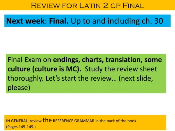 Review for Latin 2 cp Final