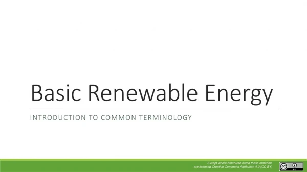 Basic Renewable Energy