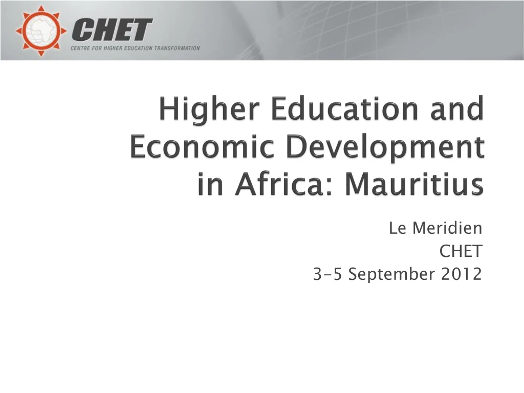 higher education and economic development in africa mauritius