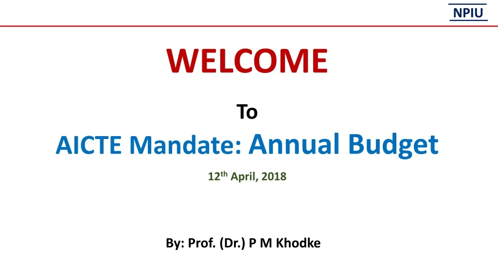 welcome to aicte mandate annual budget