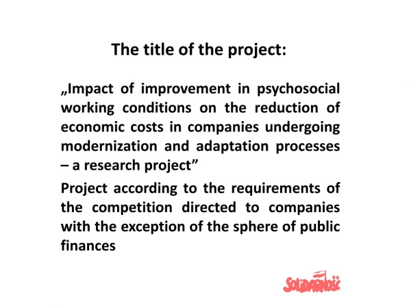 The title of the project :