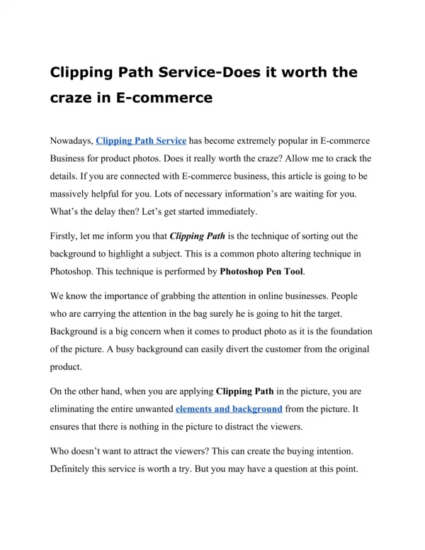 clipping path service does it worth the