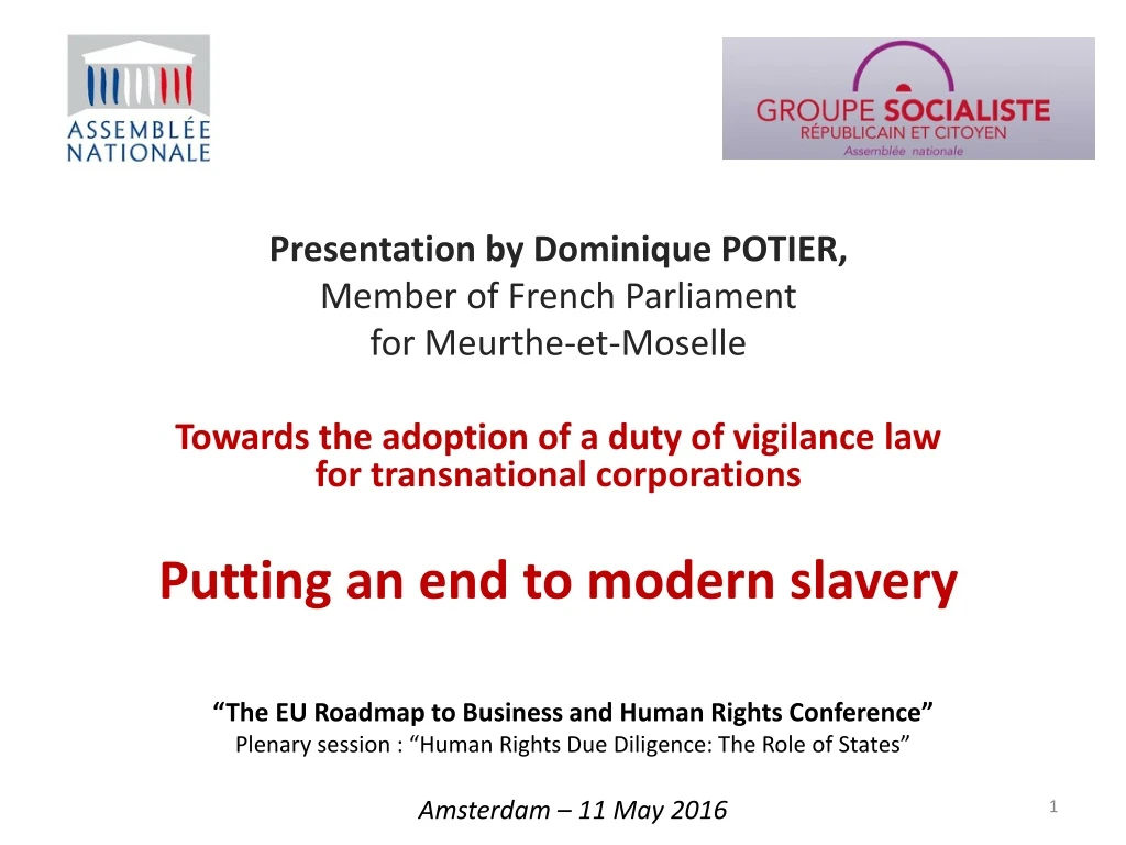 presentation by dominique potier member of french