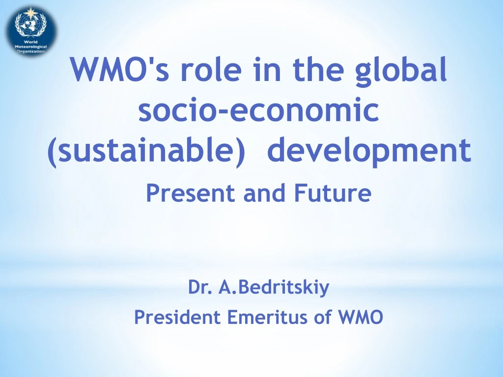 wmo s role in the global socio economic