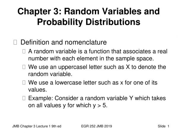 Chapter 3: Random Variables and Probability Distributions
