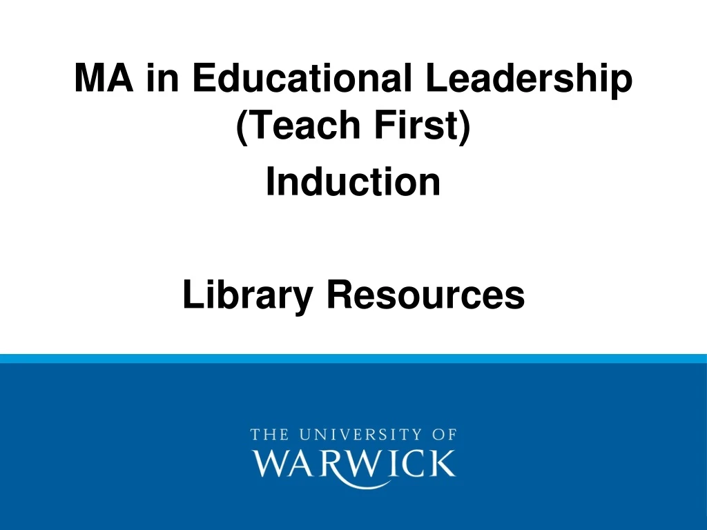 ma in educational leadership teach first induction library resources
