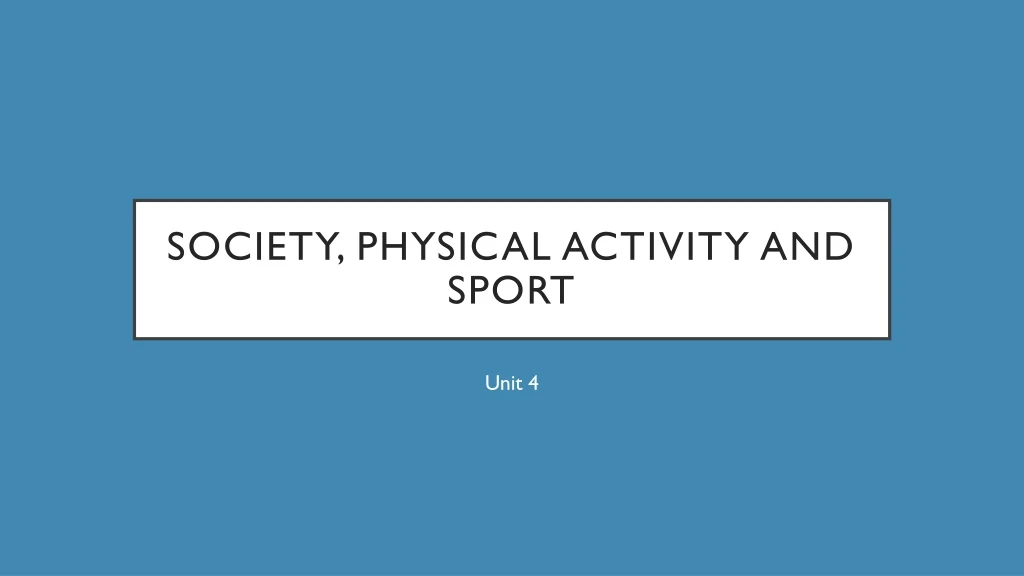 society physical activity and sport