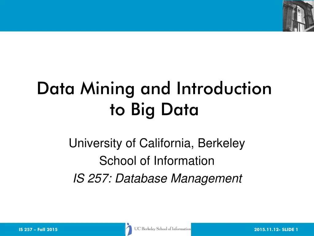 data mining and introduction to big data