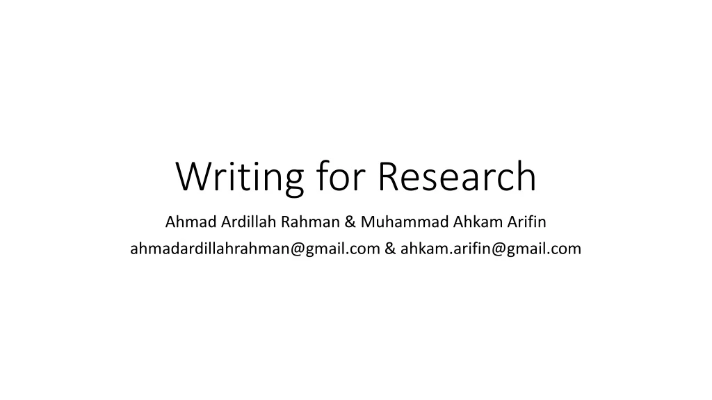 writing for research