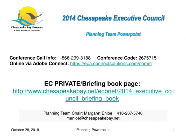 2014 Chesapeake Executive Council Planning Team Powerpoint