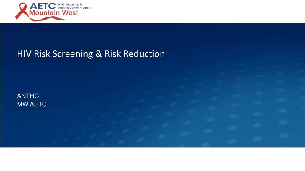 hiv risk screening risk reduction