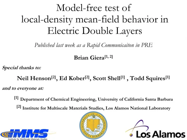 Model-free test of local-density mean-field behavior in Electric Double Layers