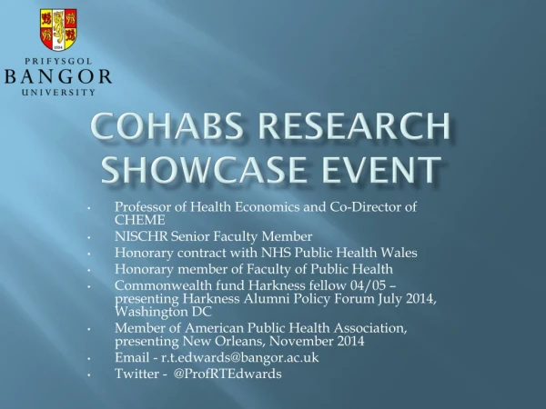 COHaBS Research SHOWCASE EVENT