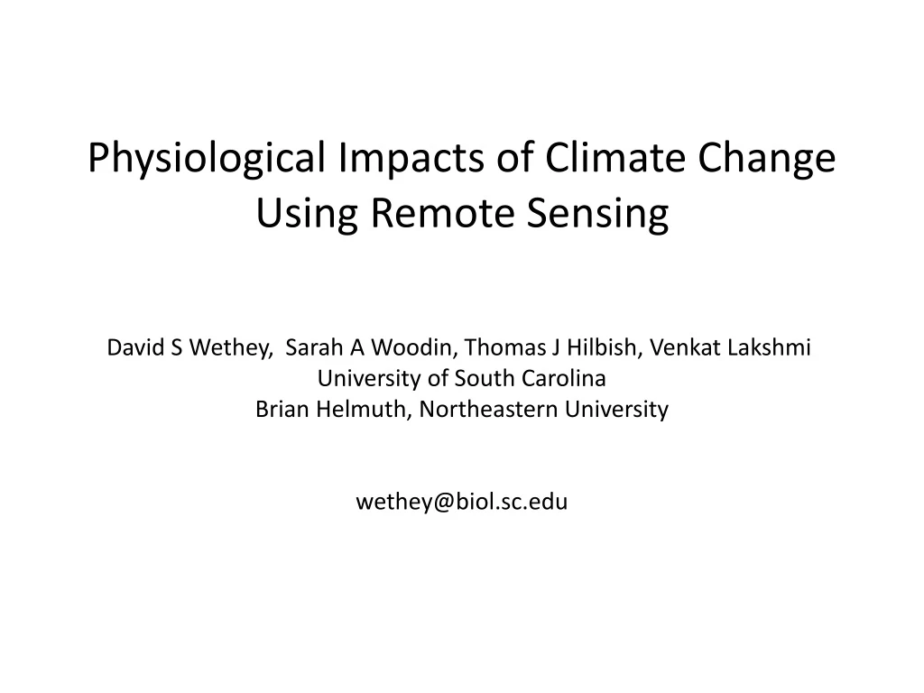 physiological impacts of climate change using