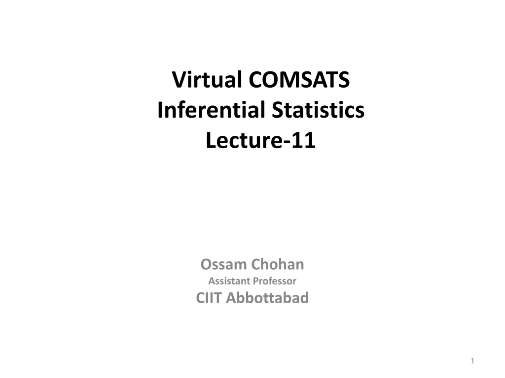 virtual comsats inferential statistics lecture 11