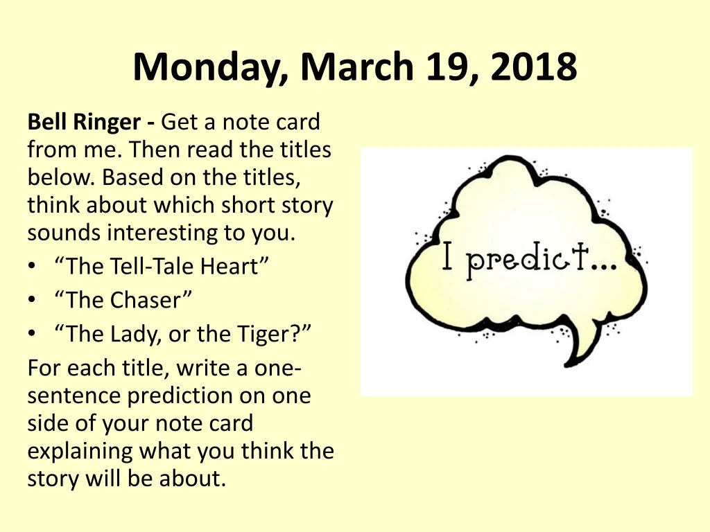 monday march 19 2018