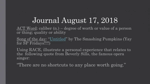 Journal August 17, 2018