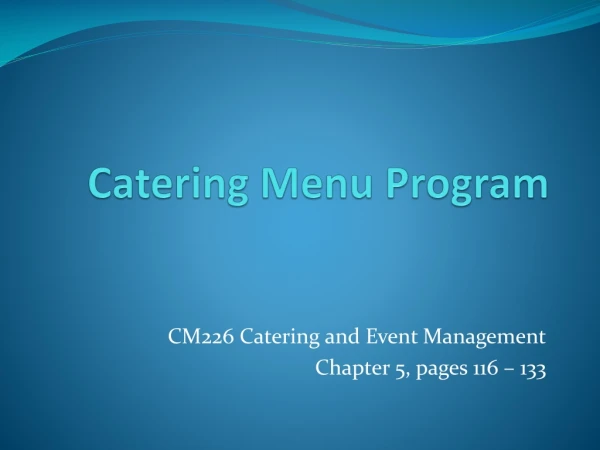 Catering Menu Program