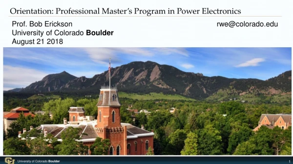 Orientation: Professional Master’s Program in Power Electronics