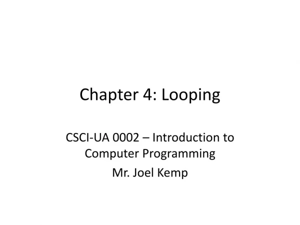 Chapter 4: Looping