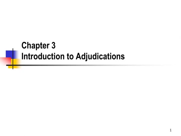 Chapter 3 Introduction to Adjudications