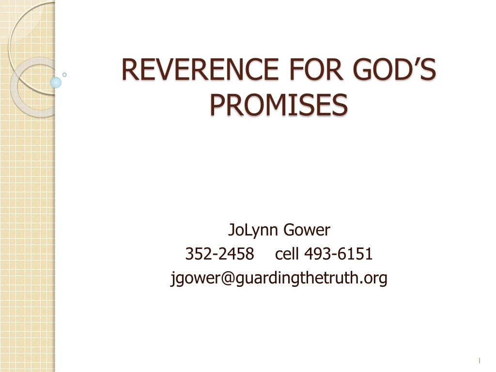 reverence for god s promises
