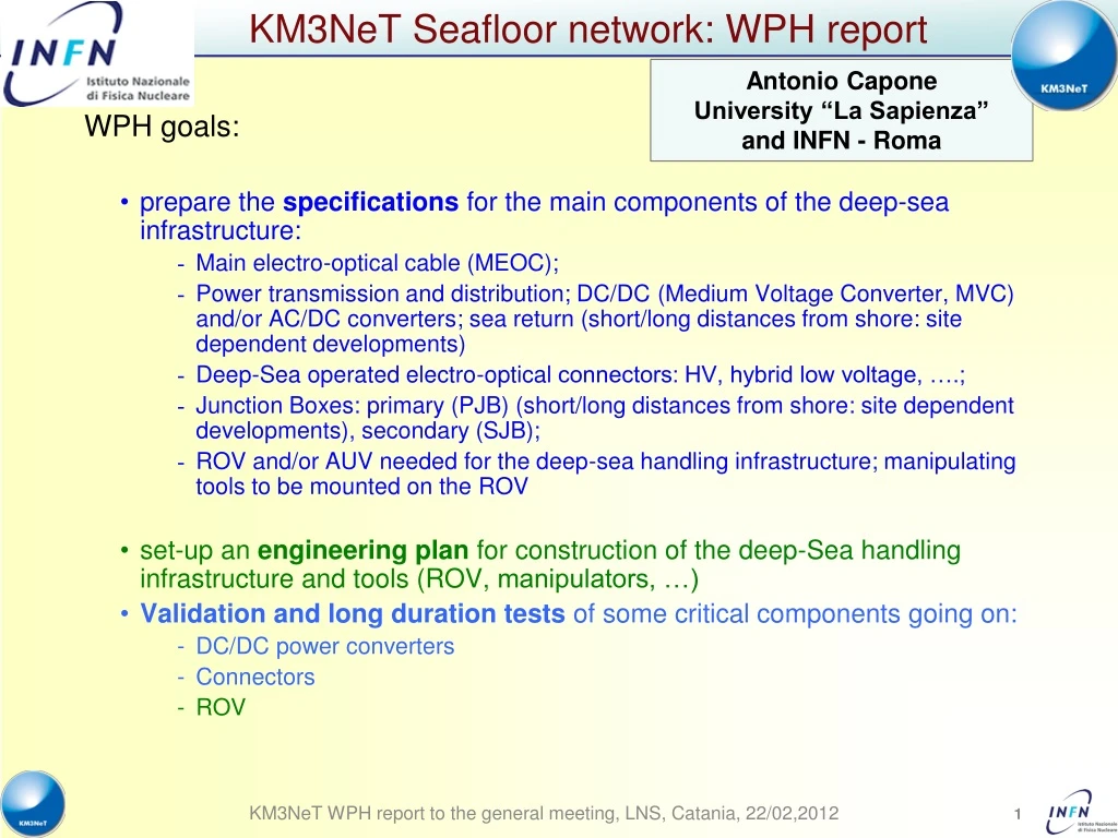 km3net seafloor network wph report