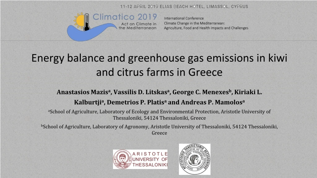 energy balance and greenhouse gas emissions in kiwi and citrus farms in greece