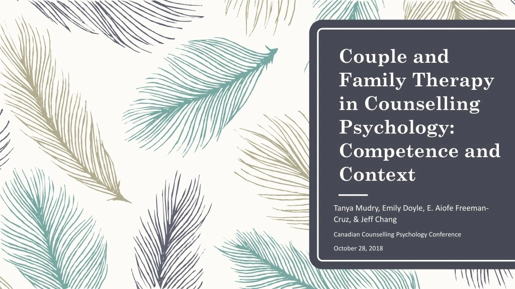 couple and family therapy in counselling psychology competence and context