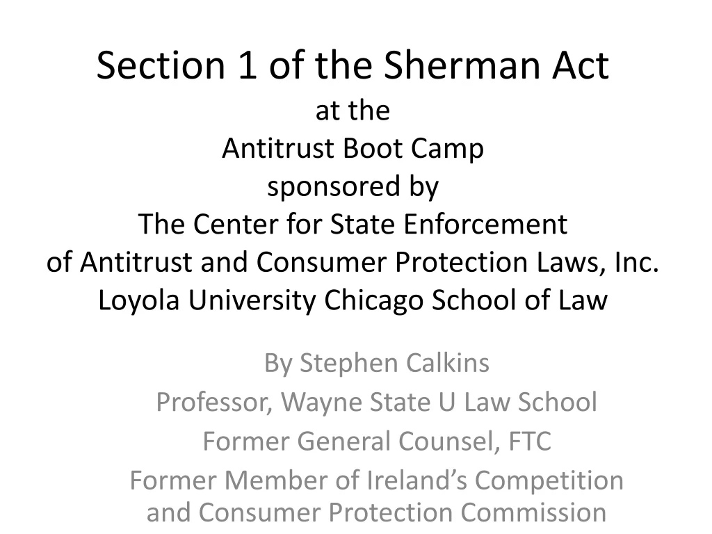 section 1 of the sherman act at the antitrust
